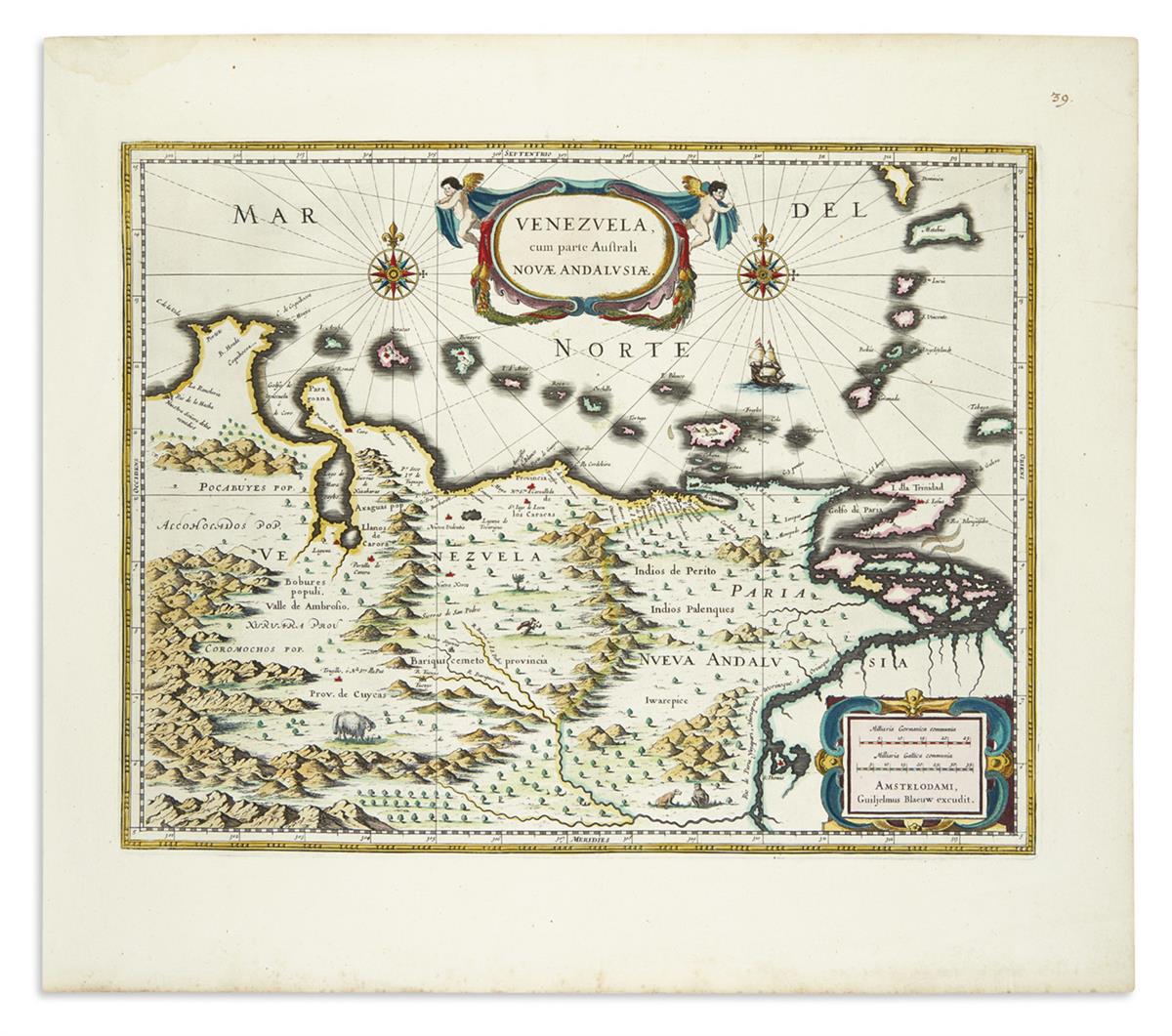 (VENEZUELA.) Keulen, Johannes van. Pas-kaart vande Zee Kusten van Veneçuela me de Byleggende Eylanden.